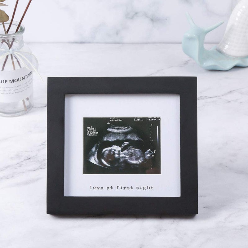 IHEIPYE Baby Sonogram Photo Frame - 1st Ultrasound Picture Frame - Idea Gift for Expecting Parents,Baby Shower, Gender Reveal Party,Baby Nursery Decor (Silver Text, Black) - Image 2