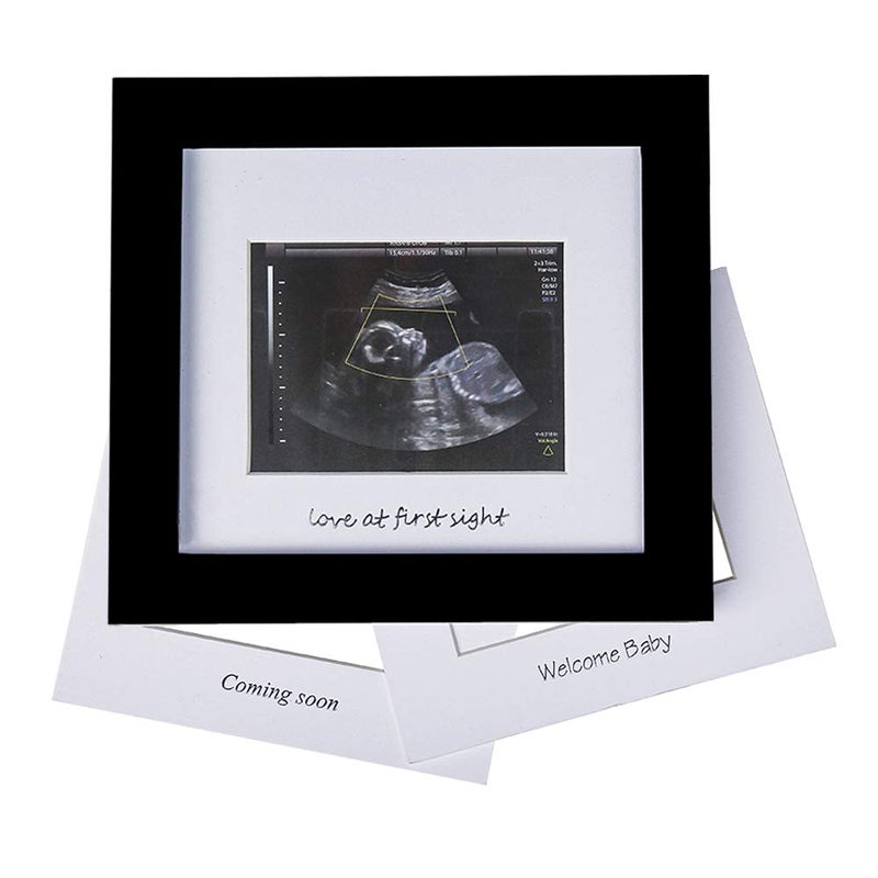 IHEIPYE Baby Sonogram Photo Frame - 1st Ultrasound Picture Frame - Idea Gift for Expecting Parents,Baby Shower, Gender Reveal Party,Baby Nursery Decor (Silver Text, Black) - Image 1