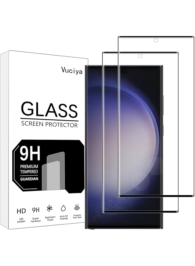 erorex 2 Pack Screen Protector For Samsung Galaxy S23 Ultra Tempered Glass 9H Hardness Full Coverage Film Anti Scratch Hd Clear Compatible With Galaxy S23 Ultra - Image 1