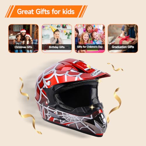 OUMURS DOT Youth Dirt Bike Helmet,Kids ATV Helmets with Gloves Goggles for Youth Boys Girls 5-14 Ages,Four Wheeler Helmet Kids Motocross BMX MX UTV Snowmobile Go Kart Full Riding Racing Skateboard - Image 3