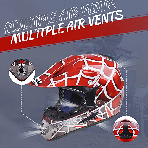 OUMURS DOT Youth Dirt Bike Helmet,Kids ATV Helmets with Gloves Goggles for Youth Boys Girls 5-14 Ages,Four Wheeler Helmet Kids Motocross BMX MX UTV Snowmobile Go Kart Full Riding Racing Skateboard - Image 4