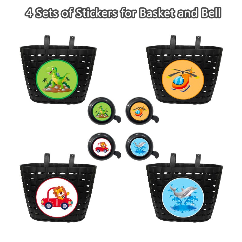 Noviko Kids Bike Basket Boy Bicycle Handlebar Basket with Bell Wheel Spokes for Girls - Image 2