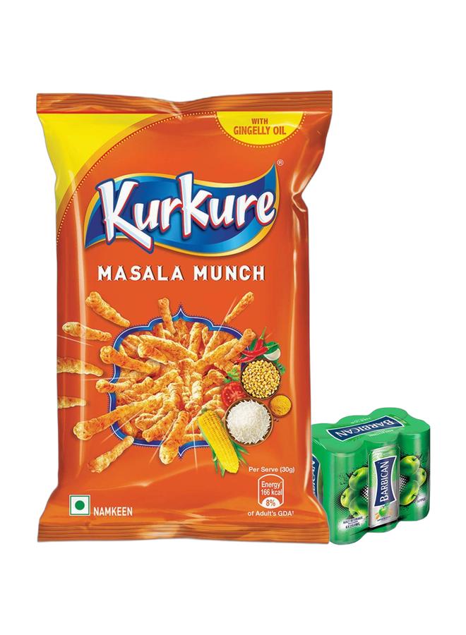 noon Kurkure Masala Munch 81.9grams + Barbican Apple Flavor Malt Beverage, Can, 250ml × 6 Pack of 6 - Image 1