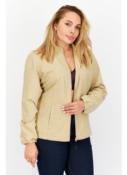 Greg Norman Women Solid Long Sleeve Jacket, Khaki  - Image 1