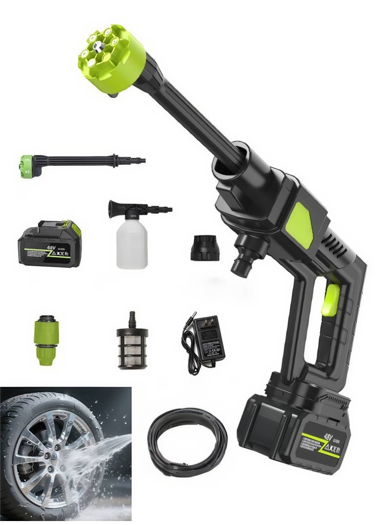 High Pressure Washer Gun - 48V Portable Design, Equipped with Rechargeable Battery, Quick Connector, Self-priming Filter, Foam Pot and Hose, Home Electric Car Washer - Image 1