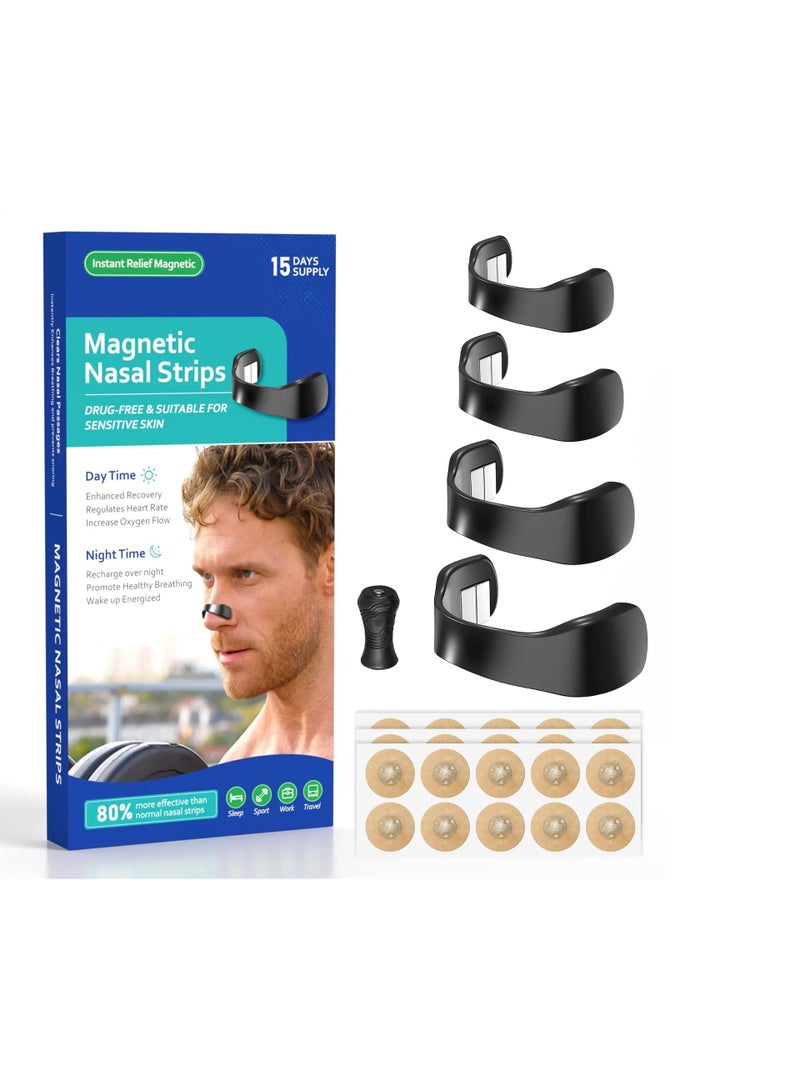 Magnetic Nose Strips Breathing — Anti Snoring Sleep Nasal Strips Air Boost Innovative Design Snoring Solution, Skin Safe Nose Magnet Breathing for Sleep, Sports, Outdoor, and Gym - Image 1