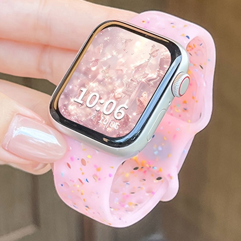 Set Of 2 Adorable Colorful Light Pastel Polka Dot Jelly Soft Silicone Watchbands With Protective Case For Apple Watch 38mm - Image 3