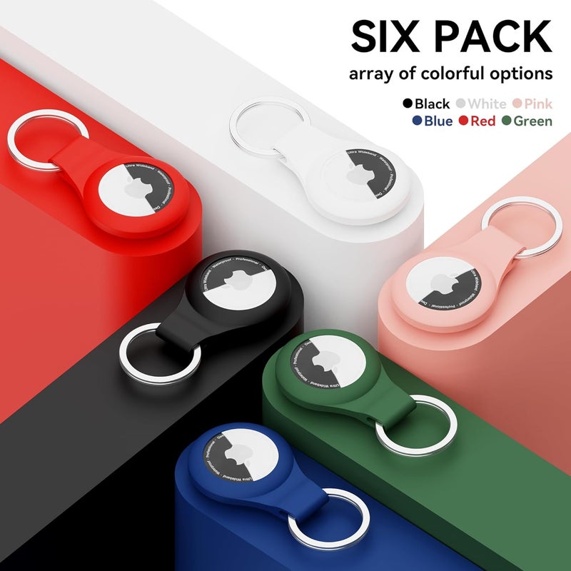 for Airtag Holder Keychain 6 Pack,Waterproof Apple airtag case with Key Ring,Silicone Air Tags Keychain for Luggage,Keys,Backpack,Car,Bags,Kids - Image 4