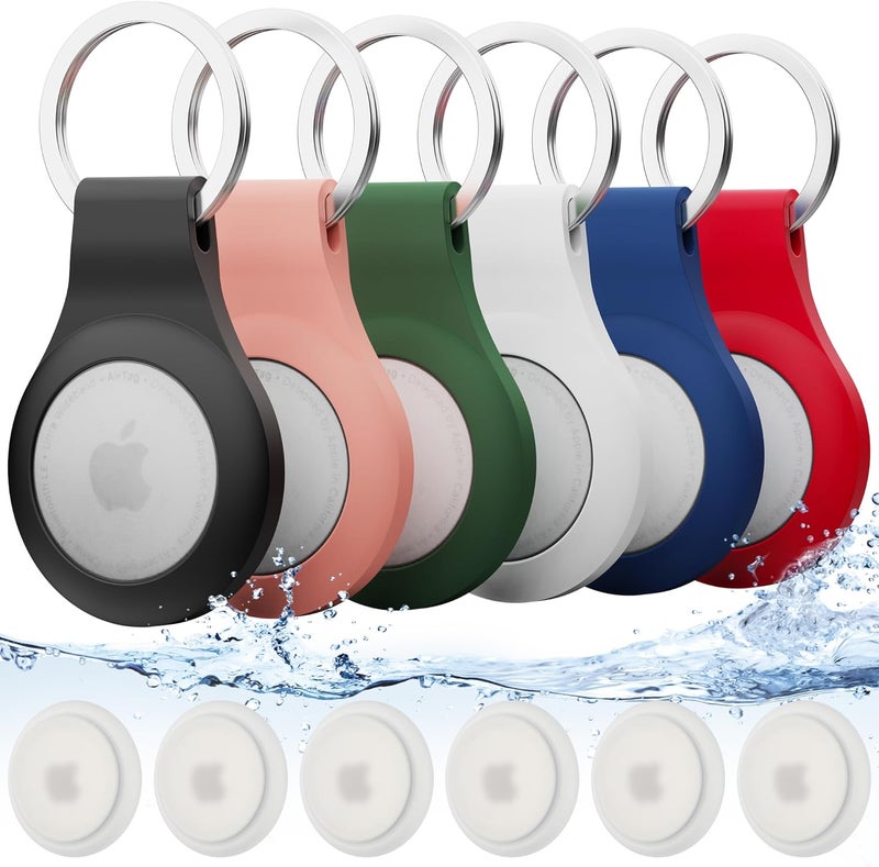 for Airtag Holder Keychain 6 Pack,Waterproof Apple airtag case with Key Ring,Silicone Air Tags Keychain for Luggage,Keys,Backpack,Car,Bags,Kids - Image 1