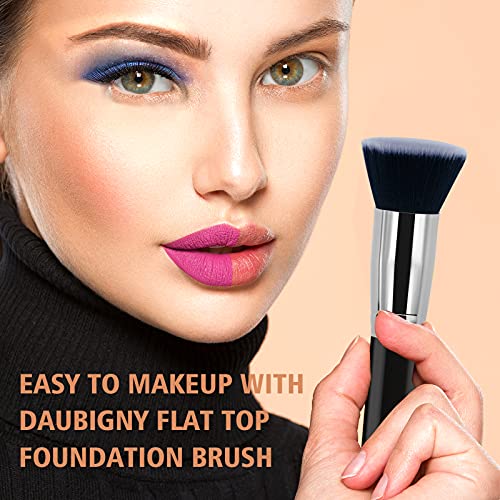 Daubigny Makeup Brush Daubigny Flat Top Foundation Brush for Liquid Makeup Premium and Professional Make Up Foundation Brush Perfect for Mineral Foundation Highlight Flawless Powder Buffing Blending (Black) - Image 5