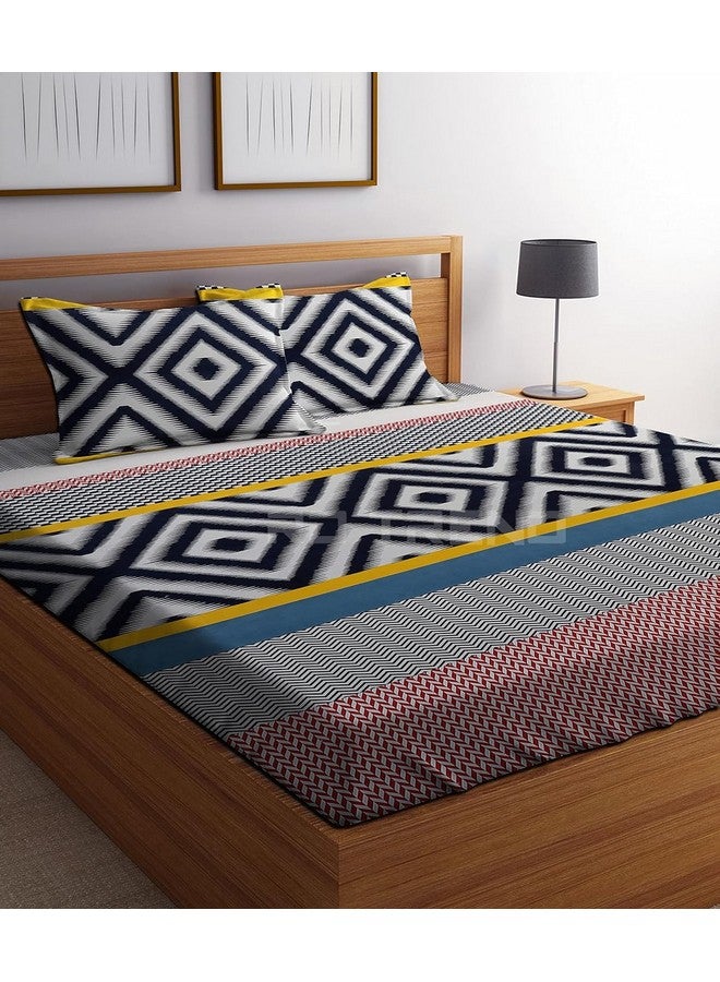 RD TREND Presents Luxurious Glace Cotton Super Soft 210 TC 360° Elastic Fitted Bedsheet Queen Size (78X60X8 Inch) with 2 Pillow Covers, Color-Black - Image 1