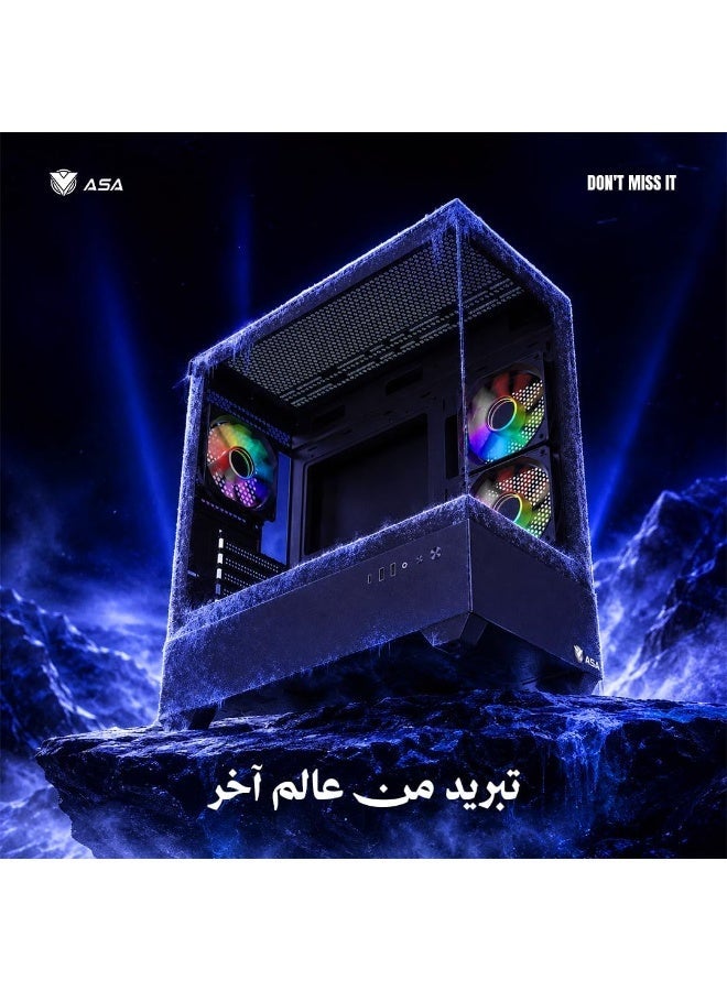 ASA (Z200) Computer Case - RTX Graphics Card Support, 320mm Water Cooling, Premium Airflow Design, USB Type-C (Black) - Image 4