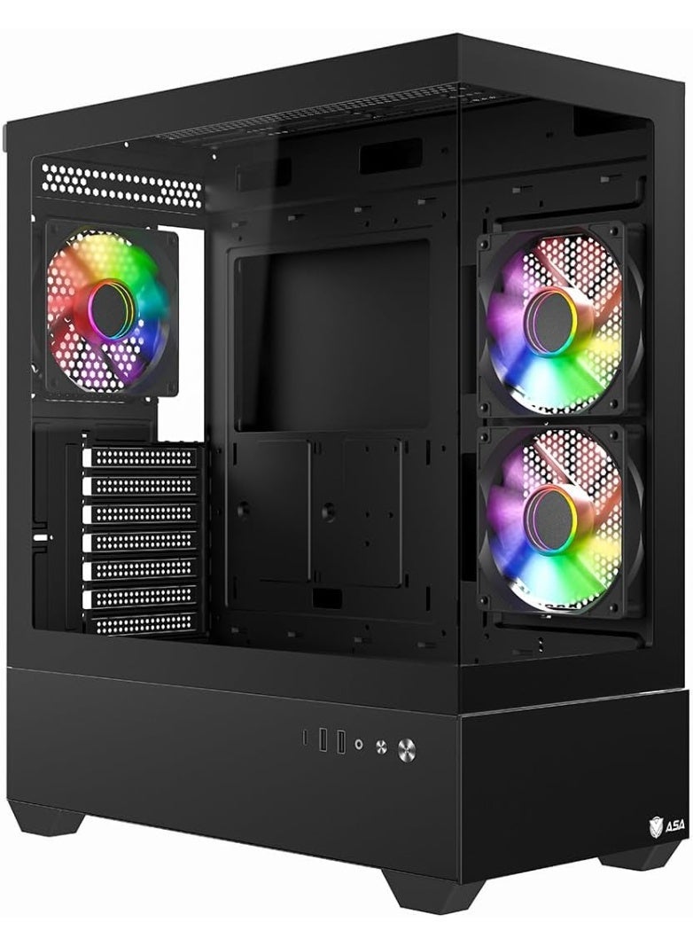 ASA (Z200) Computer Case - RTX Graphics Card Support, 320mm Water Cooling, Premium Airflow Design, USB Type-C (Black) - Image 1