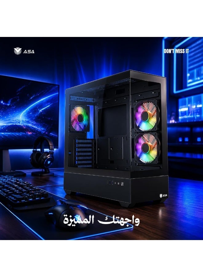 ASA (Z200) Computer Case - RTX Graphics Card Support, 320mm Water Cooling, Premium Airflow Design, USB Type-C (Black) - Image 5