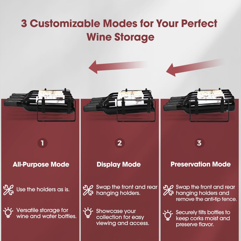 ICOHOT Stackable Wine Rack Countertop, 8 Bottles Wine Bottle Holder for Inside Cabinet, Small Tabletop Wine Holder Stand for Pantry Bar, 2-Tier Angle Adjustable Wine Bottle Rack for Tight Spaces - Image 4