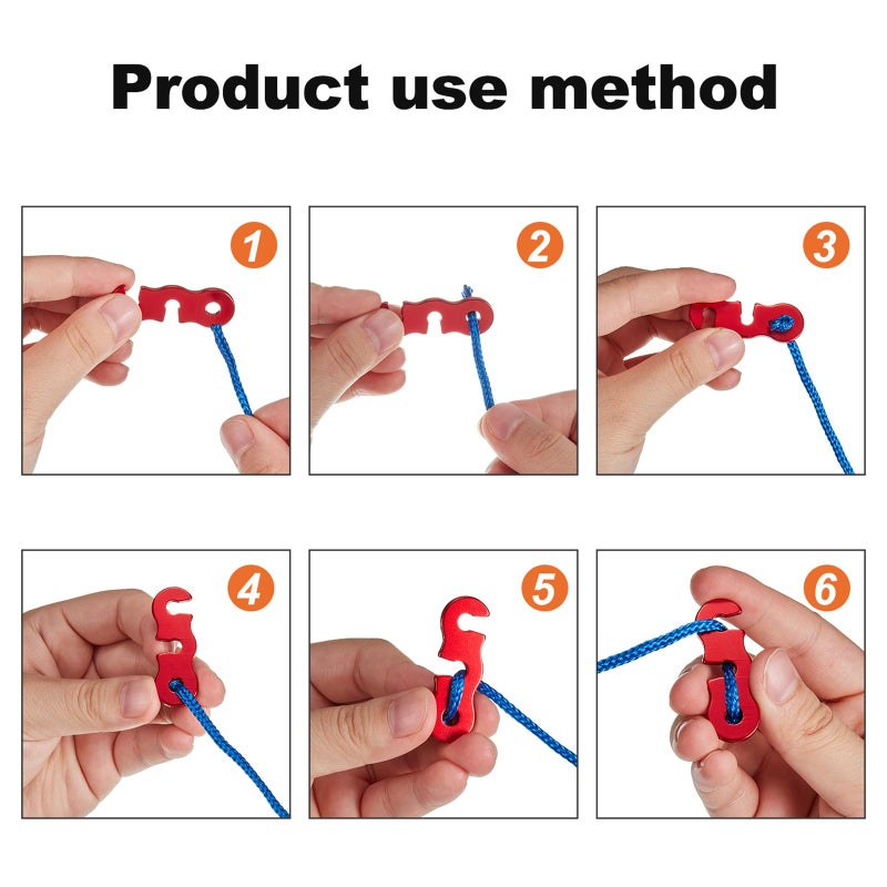 SATINIOR 40 Pieces Guyline Tensioner Aluminum Alloy Tent Cord Paracord Tensioner Guy Line Rope Adjusters Cord Tighteners for Outdoor Tent Camping Hiking Accessories (Red) - Image 4