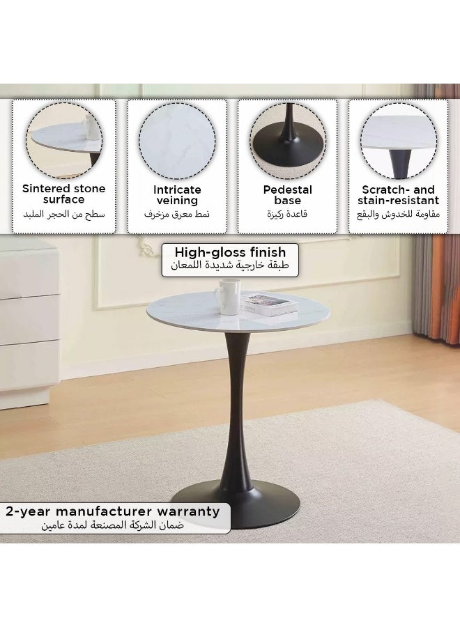 Home Box طاولة طعام دائرية مزدوجة المقاعد من الحجر المسنتر إلفيس - Image 5