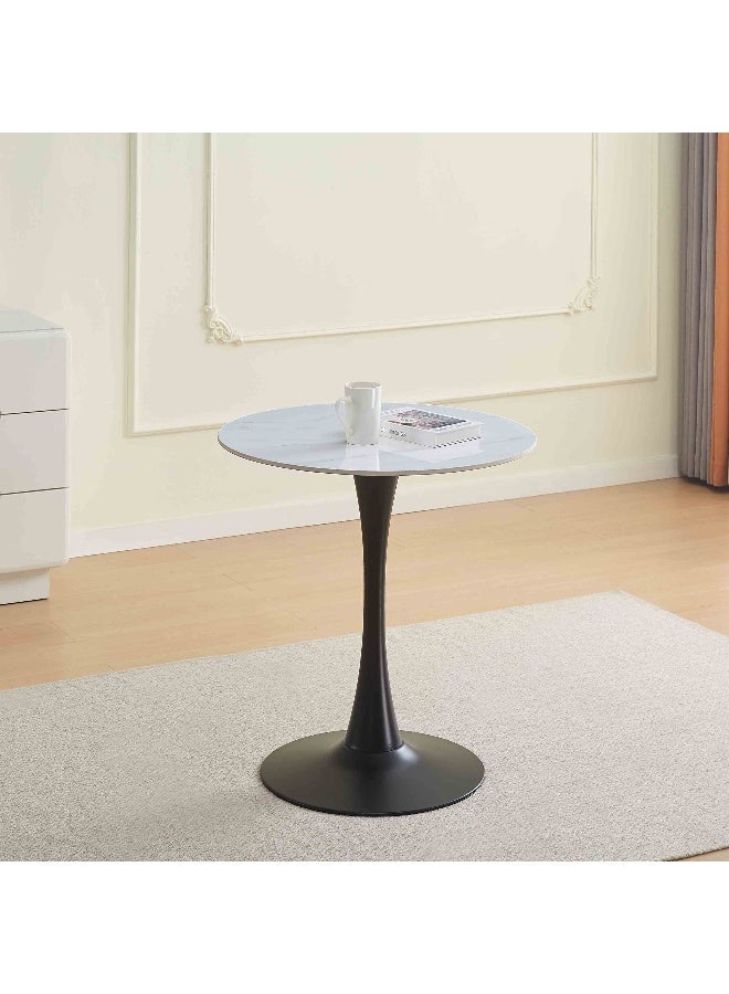 Home Box طاولة طعام دائرية مزدوجة المقاعد من الحجر المسنتر إلفيس - Image 1