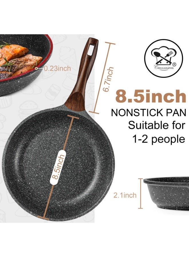 Nonstick Granite Frying Pan Skillet, Non Stick Omelette Fry Pans, Omelet Egg Pan, Stone Cookware Chef's Pan, Induction Compatible, PFOA Free (Gray, 8.5 Inch) - Image 2