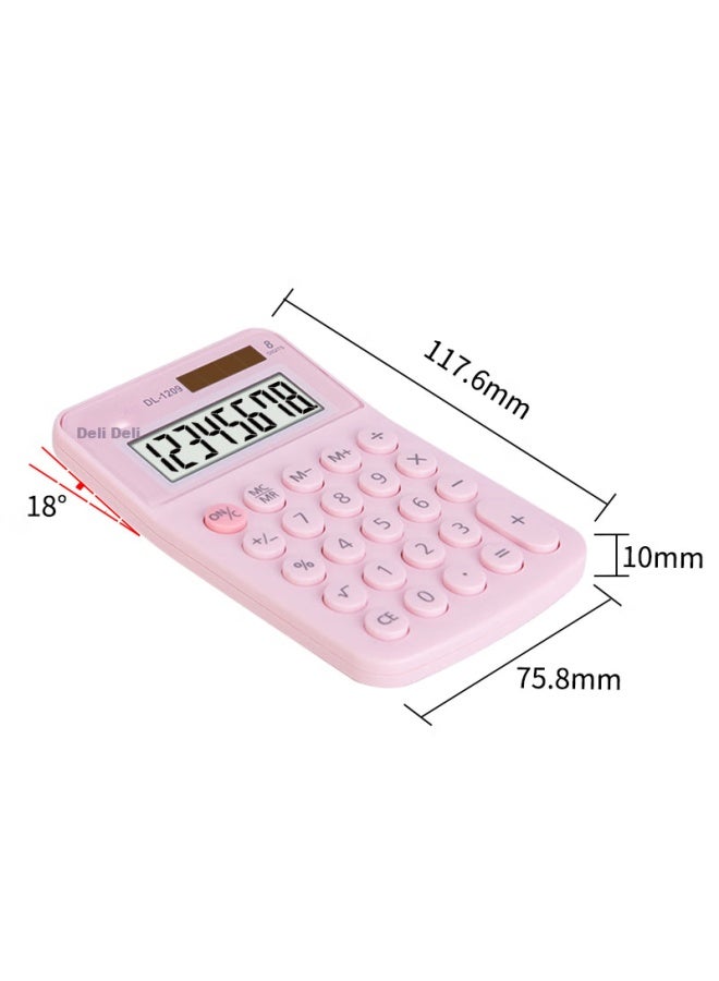 ديلي Deli Dual Power حاسبة محمولة مزدوجة الطاقة، طالب الصف الرابع ماكرون ميني حاسبة، لوازم التعلم، وردي، 1209a - Image 4