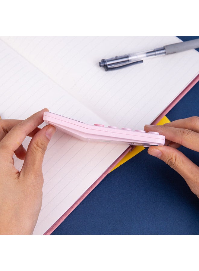 ديلي Deli Dual Power حاسبة محمولة مزدوجة الطاقة، طالب الصف الرابع ماكرون ميني حاسبة، لوازم التعلم، وردي، 1209a - Image 2