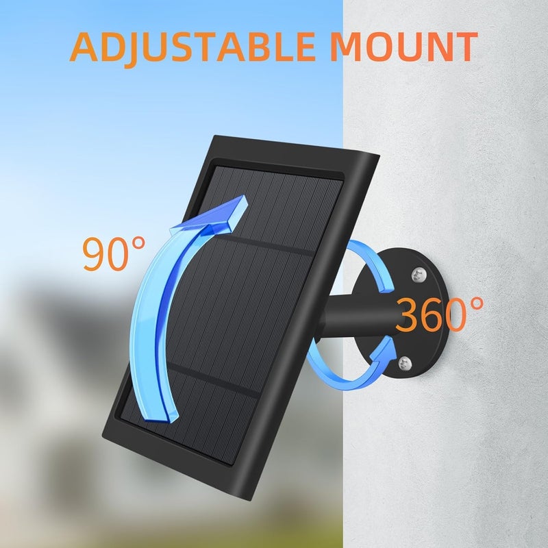 Paodekua 1 Pack 4W Solar Charger for Ring Spotlight & Stick Up Outdoor Cam, Black, High Efficiency, 10FT/3M Long Cable with USB-C to Ring Barrel Plug - Image 3