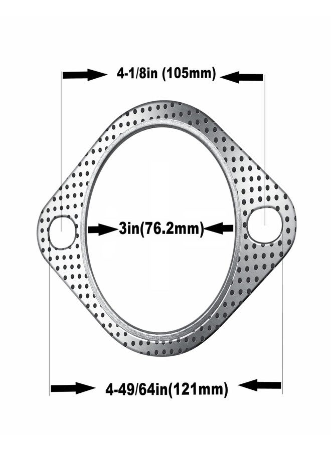 Strongthium 2 Pcs 3" Exhaust Gasket 2 Bolt for 3 Inch Muffler Flange Manifold 120-07610-0002 - Image 3