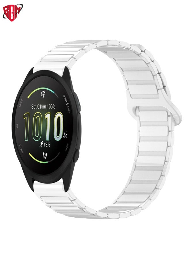 BGM For Garmin Forerunner 165 Dual Color Magnetic Buckle 20mm Silicone Watch Band(White)  - Image 1