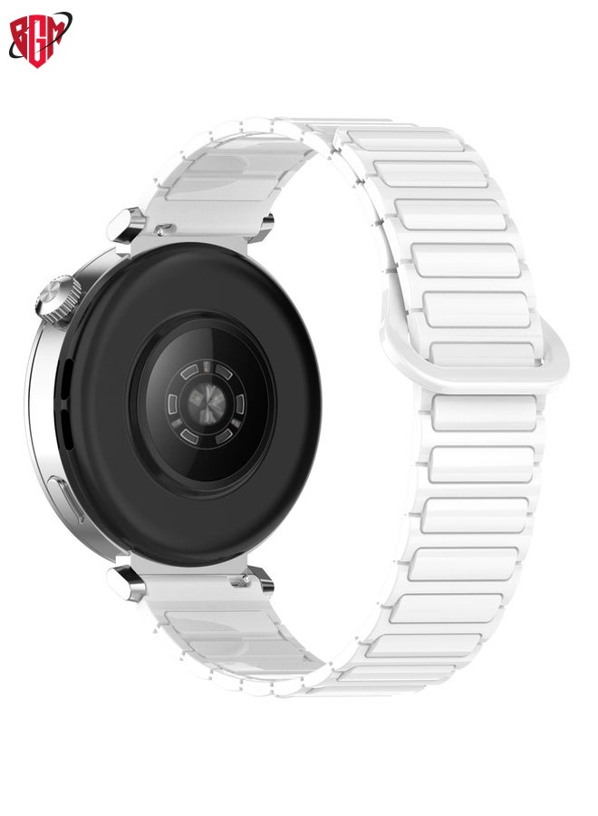 BGM For Garmin Forerunner 165 Dual Color Magnetic Buckle 20mm Silicone Watch Band(White)  - Image 2