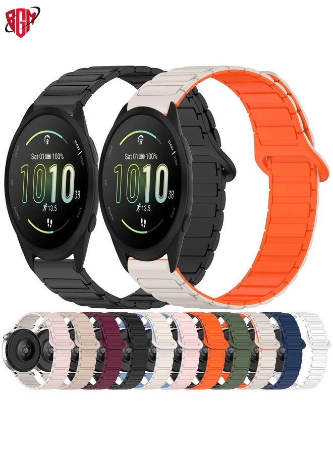 BGM For Garmin Forerunner 165 Dual Color Magnetic Buckle 20mm Silicone Watch Band(White)  - Image 5