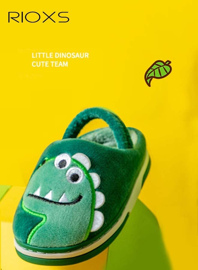 RIOXS Kids Fluffy Slippers, Warm Slippers with Elastic Back Strap, Boys Girl Cloud Dinosaur Slides Slippers, Soft Comfortable Fuzzy Slip-on Shoes, Closed Toed Slippers, Lovely Animal Home Shoes, Non-slip Slippers for Indoor and Outdoor Use  - Image 3