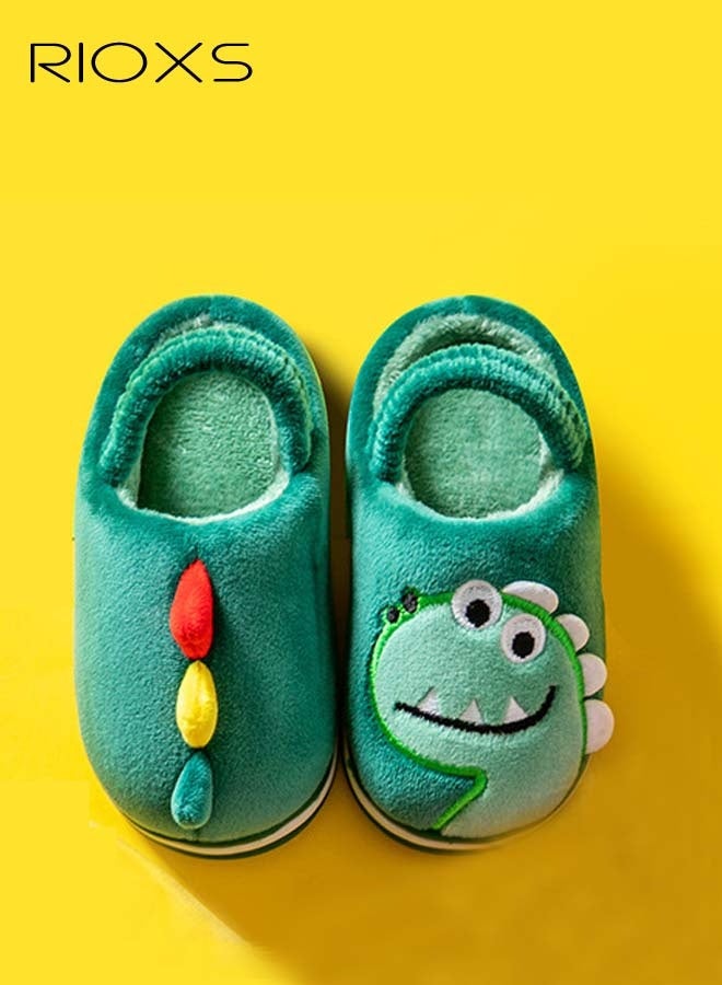RIOXS Kids Fluffy Slippers, Warm Slippers with Elastic Back Strap, Boys Girl Cloud Dinosaur Slides Slippers, Soft Comfortable Fuzzy Slip-on Shoes, Closed Toed Slippers, Lovely Animal Home Shoes, Non-slip Slippers for Indoor and Outdoor Use  - Image 4