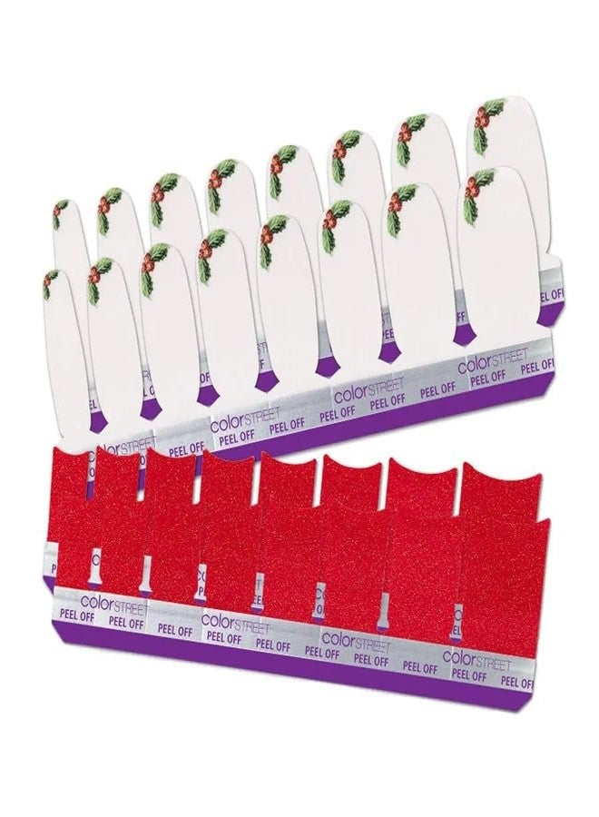 Color Street 'Happy Holly Days' (FTG021) - French Tip Nail Polish Strips Home For The Holidays (Christmas 2022) - Image 3