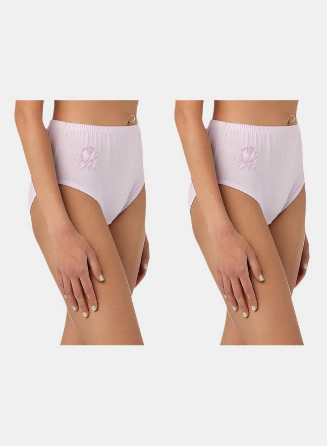 Dahab Cotton Set Of 2 Pieces Elastic Waist Brief Embroidered Flower For Women - Image 1