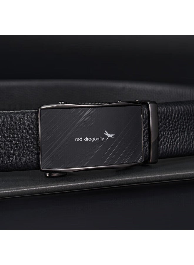 Red Dragonfly Top-grain Leather Men's Belt With Automatic Buckle, Gift For Husband, Boyfriend, Father, Qixi Valentine's Day Present, Gift Box Set - Image 5