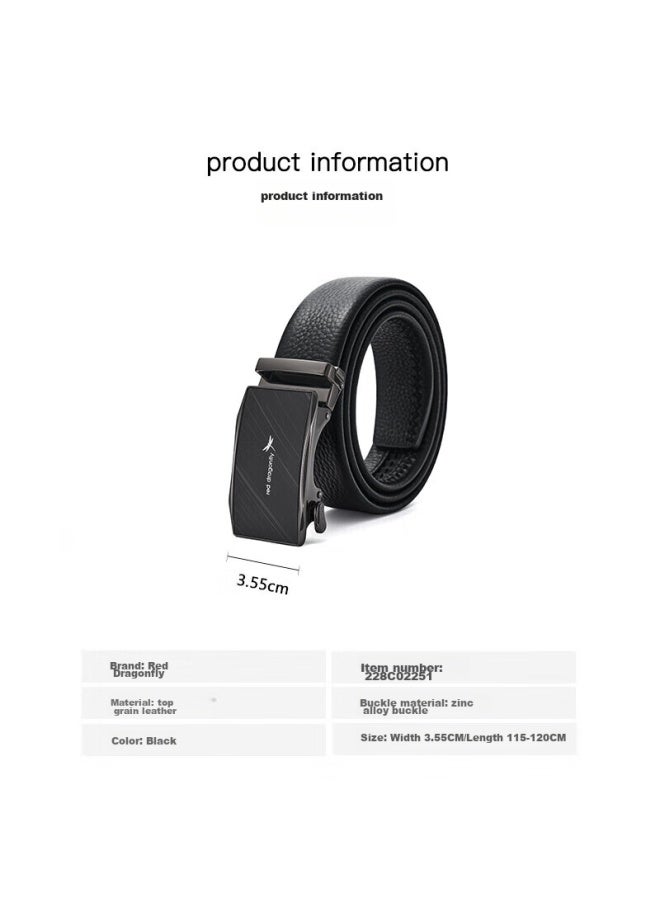 Red Dragonfly Top-grain Leather Men's Belt With Automatic Buckle, Gift For Husband, Boyfriend, Father, Qixi Valentine's Day Present, Gift Box Set - Image 2