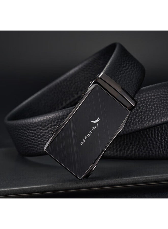 Red Dragonfly Top-grain Leather Men's Belt With Automatic Buckle, Gift For Husband, Boyfriend, Father, Qixi Valentine's Day Present, Gift Box Set - Image 4