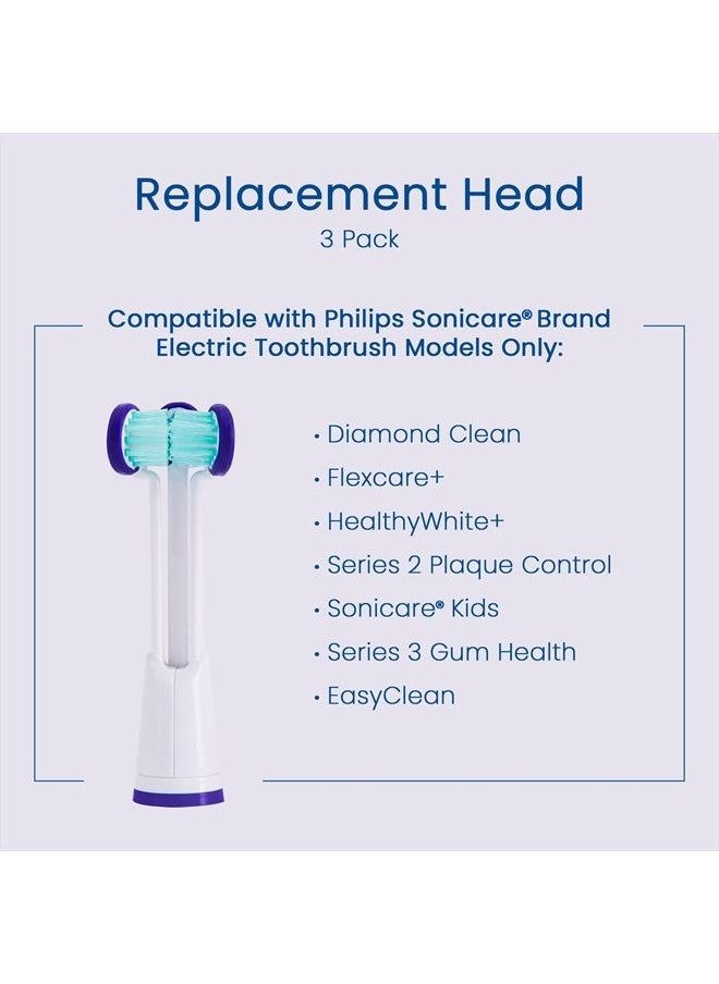 Triple Bristle - Compatible with Philips Sonicare® ONLY- Three Headed Replacement Toothbrush Heads - Fits ONLY Sonicare Models: DiamondClean, Flexcare+, HealthyWhite+, 2 Series Plaque Control (Soft Bristles - 3 Pack) - Image 1