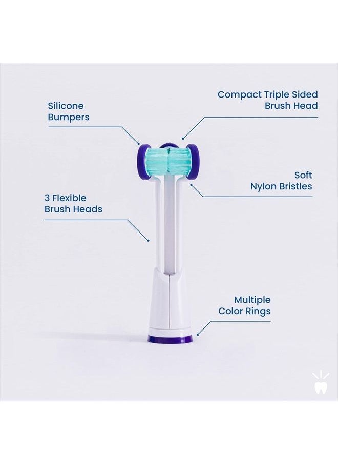 Triple Bristle - Compatible with Philips Sonicare® ONLY- Three Headed Replacement Toothbrush Heads - Fits ONLY Sonicare Models: DiamondClean, Flexcare+, HealthyWhite+, 2 Series Plaque Control (Soft Bristles - 3 Pack) - Image 1