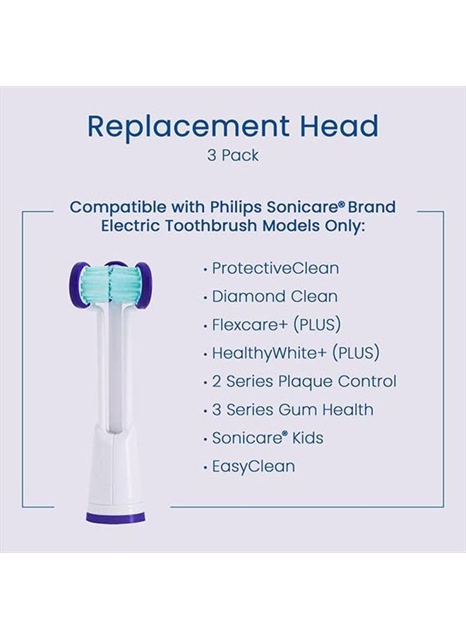 Triple Bristle - Compatible with Philips Sonicare® ONLY- Three Headed Replacement Toothbrush Heads - Fits ONLY Sonicare Models: DiamondClean, Flexcare+, HealthyWhite+, 2 Series Plaque Control (Soft Bristles - 3 Pack) - Image 1