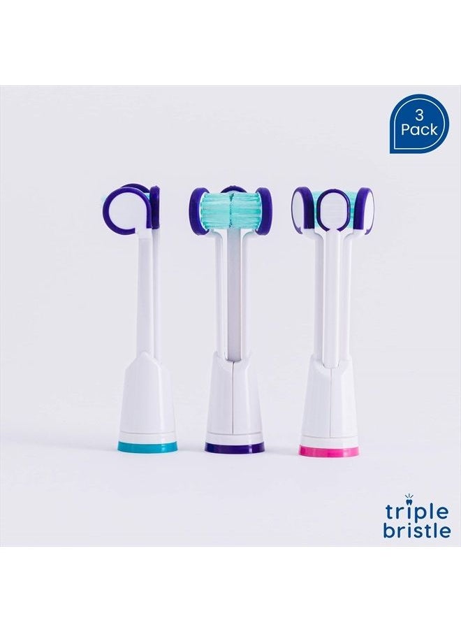 Triple Bristle - Compatible with Philips Sonicare® ONLY- Three Headed Replacement Toothbrush Heads - Fits ONLY Sonicare Models: DiamondClean, Flexcare+, HealthyWhite+, 2 Series Plaque Control (Soft Bristles - 3 Pack) - Image 1