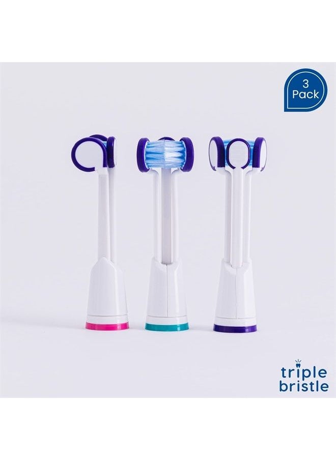 Triple Bristle - Compatible with Philips Sonicare® ONLY- Three Headed Replacement Toothbrush Heads - Fits ONLY Sonicare Models: DiamondClean, Flexcare+, HealthyWhite+, 2 Series Plaque Control (Soft Bristles - 3 Pack) - Image 1