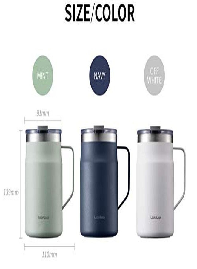 LocknLock Metro Mug, Premium 18/8 Stainless Steel Metal, Double Wall Insulated, Portable Coffee Cup with Lid and Handle for Hot and Cold Drinks, Mint, 16 oz - Image 3