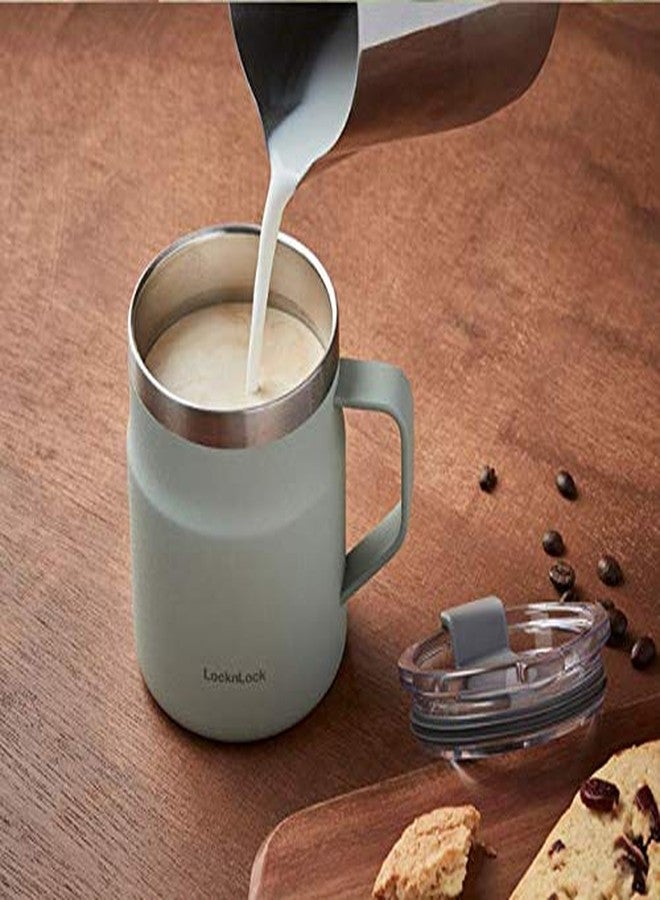 LocknLock Metro Mug, Premium 18/8 Stainless Steel Metal, Double Wall Insulated, Portable Coffee Cup with Lid and Handle for Hot and Cold Drinks, Mint, 16 oz - Image 2