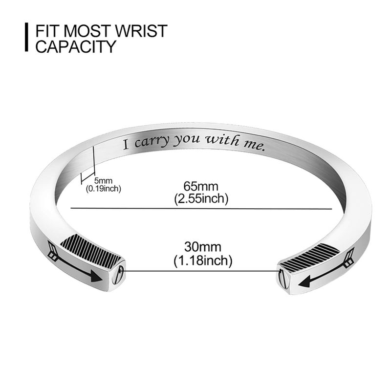 abooxiu Urn Bracelet for Ashes for Women Men Mantra Cuff Bangle Memorial Cremation Jewelry Stainless Steel Keepsake - Customize Available - Image 2