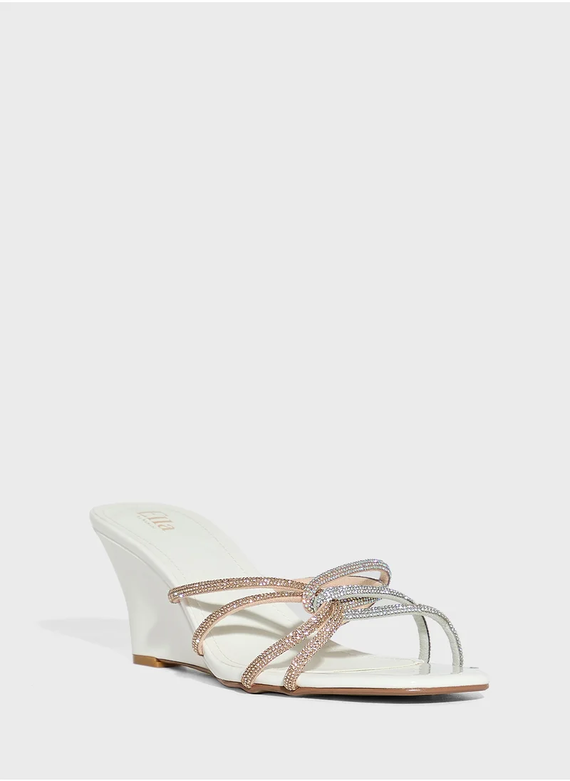 Ella Limited Edition Diamante Strap Wedge Sandal