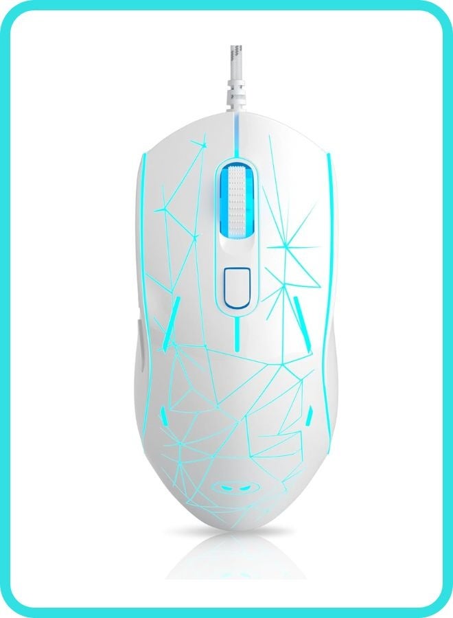 MageGee Gaming Mouse Wired G6, Ergonomic USB Optical Mouse with 7 Colors Breathing LED Backlit, 6 Adjustable DPI Levels from 600 to 3200 for Laptop PC Computer Games & Work, White - Image 1