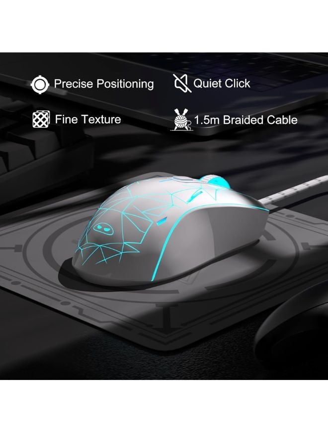 MageGee Gaming Mouse Wired G6, Ergonomic USB Optical Mouse with 7 Colors Breathing LED Backlit, 6 Adjustable DPI Levels from 600 to 3200 for Laptop PC Computer Games & Work, White - Image 2