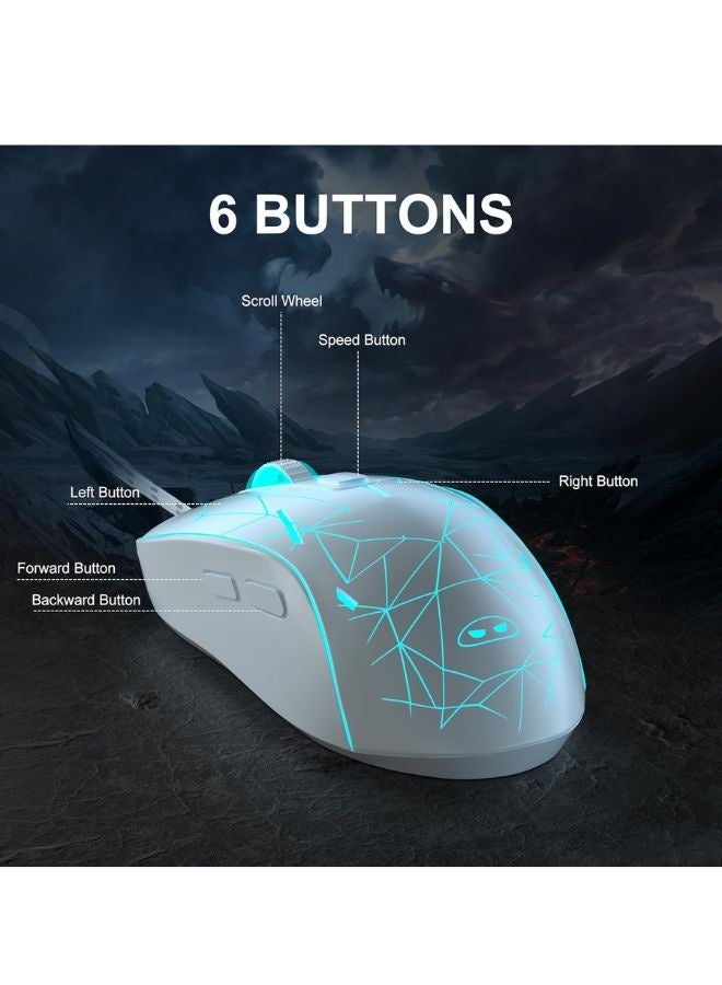 MageGee Gaming Mouse Wired G6, Ergonomic USB Optical Mouse with 7 Colors Breathing LED Backlit, 6 Adjustable DPI Levels from 600 to 3200 for Laptop PC Computer Games & Work, White - Image 3