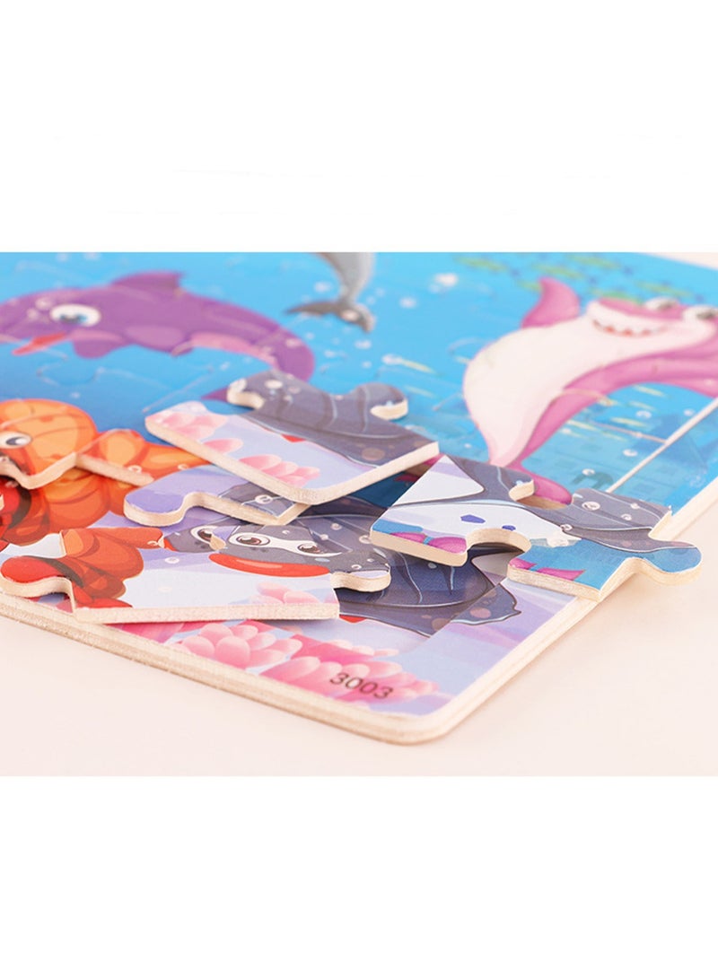 Children's Educational Wooden Cartoon Insect Series Jigsaw Puzzles Suitable Gift Bag Pack - Image 5